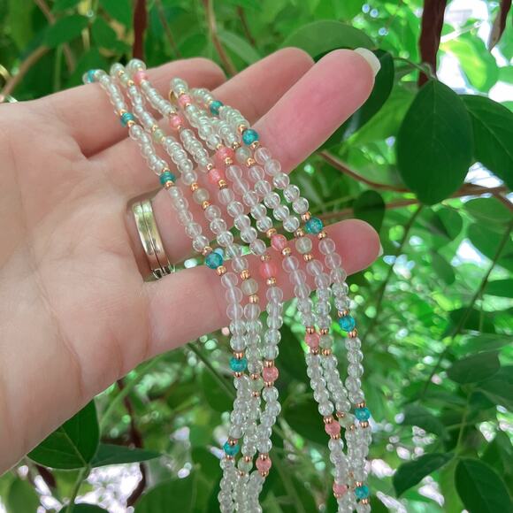 VTG 1960s Mid Century Necklace Multi Strand Pastel Beaded - Picture 5 of 11